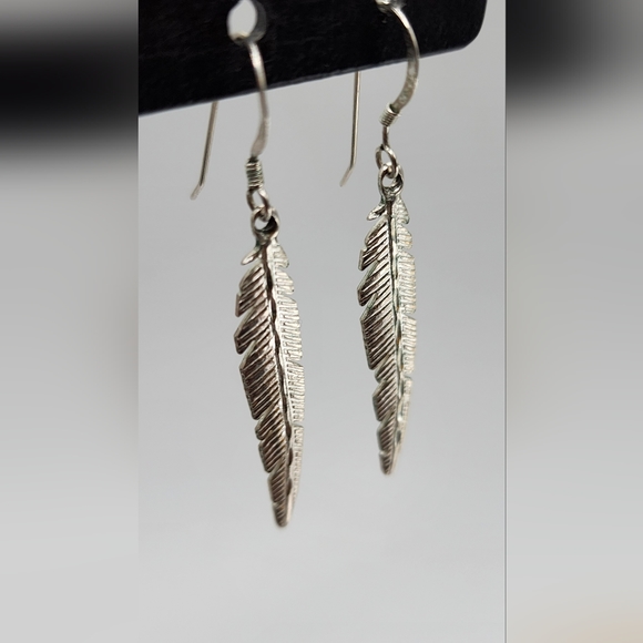 Silvertone Feather Earrings 45002-106 - Picture 2 of 3